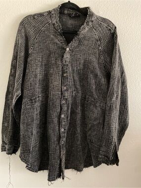 Heyson Top Shirt Cotton Gauze Gray Distressed Grunge Goth